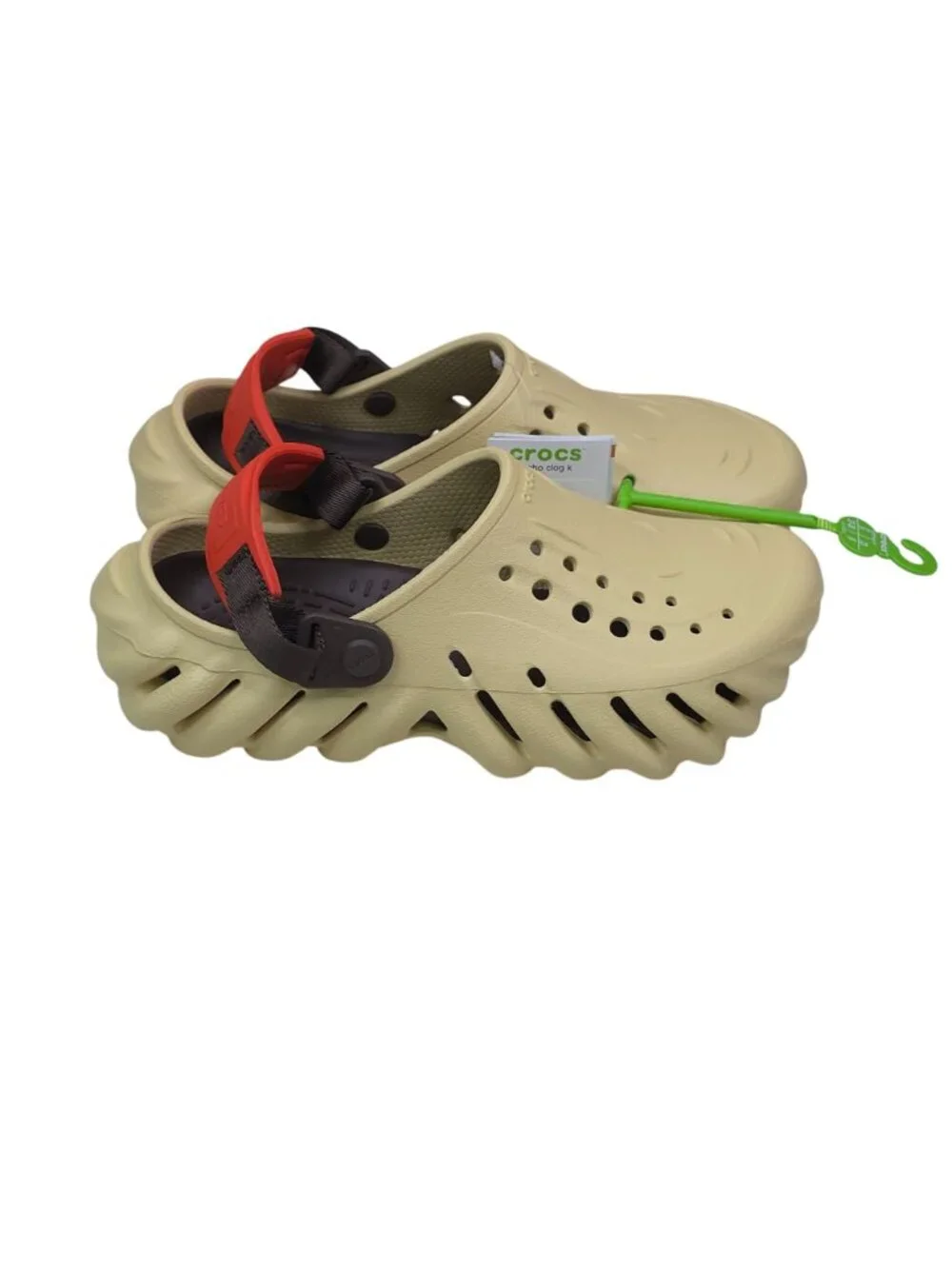 Crocs Echo Clog K Sandals With Adjustable Red Strap Rugged Outdoor Kids J5